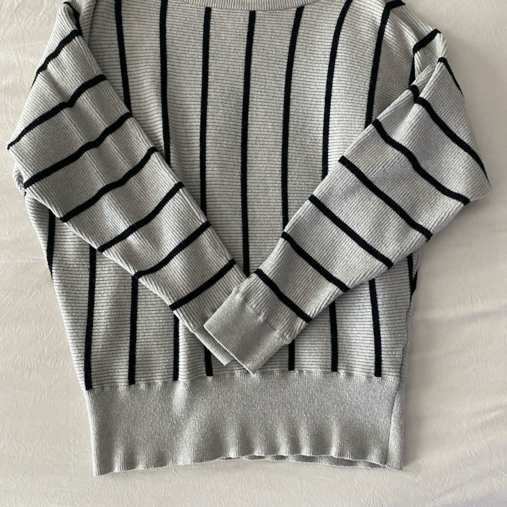 Striped Gray and Black Women's Sweater